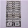 Image 1 : Group lot of 10 x Replacement 1963 $1.00 notes from the United States.  10 Star notes in total!