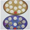 RCM issue; 1999 & 2000  Millennium 25-cent Oval boards with coins.