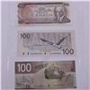 Set of 3x Canada $100 Banknotes. You will receive a 1975 $100 AJH prefix, 1988 $100 BJL prefix, and 