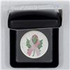 Image 1 : 2008 Breast Cancer Ribbon $5 Silver Maple Leaf. Comes in a black protective case. Very Unique Piece 