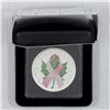 Image 1 : 2008 Breast Cancer Ribbon $5 Silver Maple Leaf. Comes in a black protective case. Very Unique Piece 