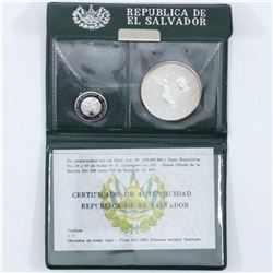 1971 Republic of El Salvador silver 2-coin set.  This set contains a 1 colon and a 5 colon commemora