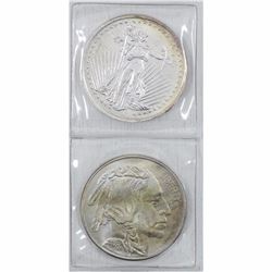 Estate lot of 2x United States .999 Fine Silver Rounds. (Tax Exempt). Please view Scan