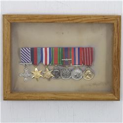 7x Military Miniature medal set in Framed Wooden Display