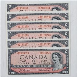 Lot of 6 x 1954 Replacement $2 with consecutive serial numbers; cat code BC-38bA, *B/B