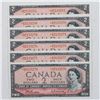 Image 1 : Lot of 6 x 1954 Replacement $2 with consecutive serial numbers; cat code BC-38bA, *B/B