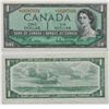 Image 1 : 1954 Bank of Canada 3 digit RADAR $1; cat code BC-37bA, *A/A0207020