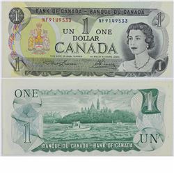 1973 Bank of Canada Cut out of Register $1; cat code BC-46a, NF9149533, UNC