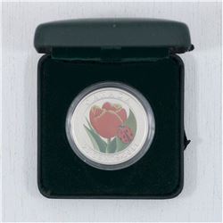 2011 Canada Coloured 25 Cents Tulip with Ladybug. Coin comes encapsulated with display box.  (box is