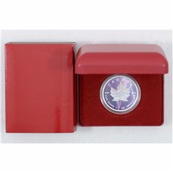 2014 Canada 1oz .9999 Fine Silver Colourized maple leaf (Lightening bolt)with red display box. (Tax 