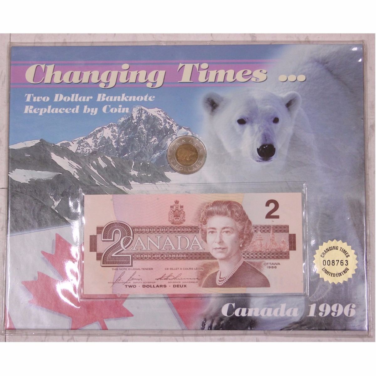 1996 $2 Replacement Banknote and $2 coin Changing times set.