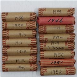 Estate lot of  Canada 1938-1952  Circulated 1-cent Roll of 50pcs. You will receive a 1938,1939,1940,