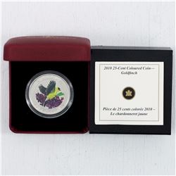 2010 Canada 25-cent Coloured Goldfinch coin.