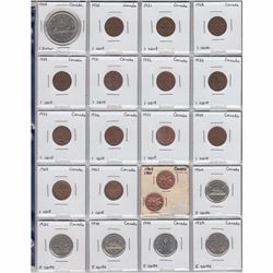 Mixed page of 20 Canadian Decimal coins - Oldest Date 1920