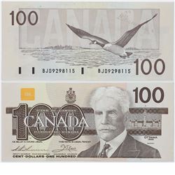 1988 Bank of Canada $100; cat code BC-60a-i, BJD9298115