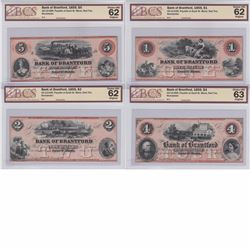 Set of 4 x Remainder notes from the Bank of Brantford BCS Certified CUNC-62, Original. You will rece