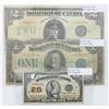 Image 1 : Group lot of three banknotes dating 1923 from the Dominion of Canada. You will receive a 25c, a $1.0