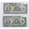 Image 1 : Pair of 1935 $1.00 notes; one English and one French