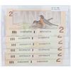 Image 1 : Group lot of 6 x 1986 Changeover $2.00 notes in EF or better condition. You will receive the followi