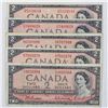 Image 1 : Estate lot of 1954 Canada $2.00 Banknote prefix VU, BG, NU,OB,and FR.