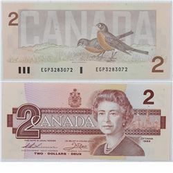 1986 Canada $2  Thiessen Crow  EGP Banknote