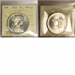 1967 Silver Dollar Commemorative ICCS Certified MS-63