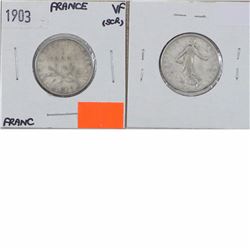 1903 France 1 franc silver