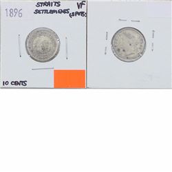 1896 Straits Settlement 10 cents silver