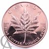 Image 1 : Pure Copper 1oz. .999 Fine Copper - Canadian Maple  (TAX Exempt)