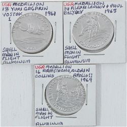 Estate lot of 3x  Shell Gas Station Apollo Missions Aluminum Tokens. You will receive a 1961 Apollo 