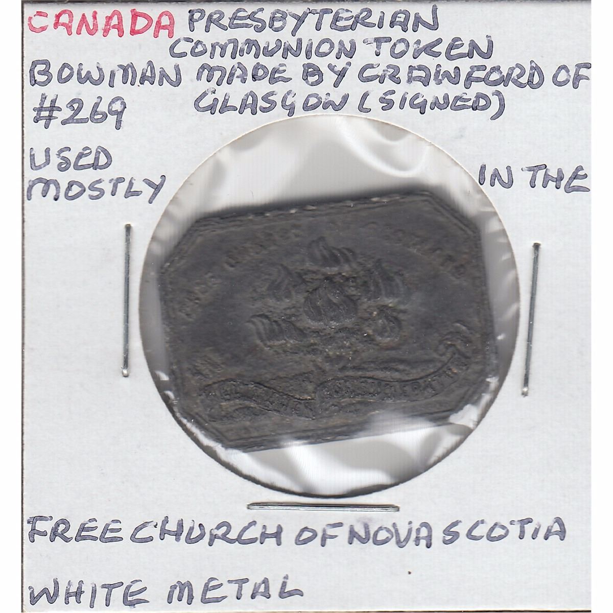 Presbyterian Communion Token, made by Crawford of Glasgow (signed ...