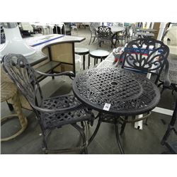 Cast Aluminum Round Top Pub Table w/2 Chairs