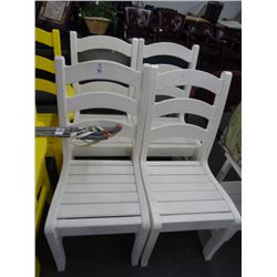 4 White Ladderback Molded Patio Chairs - Heavy Duty -  4 Times the Money