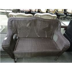 Brown Rattan Sofa & Coffee Table Set