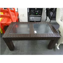 Brown Rattan Glasstop Table