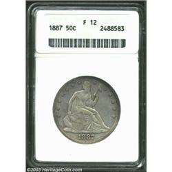 1887 50C Fine 12 ANACS. An evenly worn, light gray example of this scarce, low mintage issue.From th