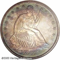 1862 50C PR67 NGC. The rarity of the business strike 1862 Seated Half Dollar (253,000 pieces produce