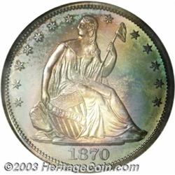 1870 50C PR67 NGC. This is a Condition Census proof representative of a P-mint Seated Half Dollar th