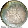 Image 1 : 1875 50C PR67 NGC. Rich lavender-charcoal toning envelops both sides and lightens a little over the.
