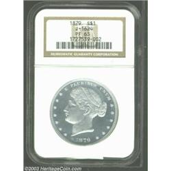 1879 S$1 Metric Dollar, Judd-1624, Pollock-1820, R.7, PR63 NGC. The obverse shows Liberty facing lef
