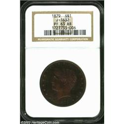 1879 S$1 Goloid Metric Dollar, Judd-1632, Pollock-1829, R.7, PR63 Red and Brown NGC. George Morgan's