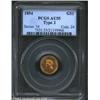 Image 1 : 1854 G$1 Type Two AU55 PCGS. Medium orange toning covers the moderately abraded surfaces of this lig