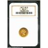 Image 1 : 1877 $2 1/2 MS61 NGC. Only 1,632 pieces were struck of the 1877 Quarter Eagle. An impressively low m