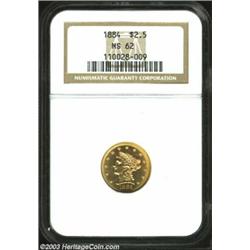 1884 $2 1/2 MS62 NGC. Only 1,950 business strikes were produced of this scarce issue and Mint State.