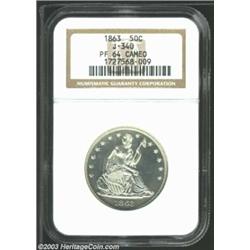 1863 50C Half Dollar, Judd-340, Pollock-412, R.7, PR64 NGC. Similar to the regular issue Seated Half