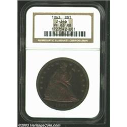 1863 S$1 Dollar, Judd-346, Pollock-418, R.7, PR63 Red and Brown. The regular design type used for si