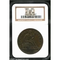 1865 S$1 Dollar, Judd-435, Pollock-508, R.6, PR62 Brown NGC. The obverse die is the same as that of.