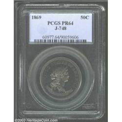 1869 50C Standard Silver Half Dollar, Judd-748, Pollock-831, R.5, PR64 PCGS. Standard Silver design.