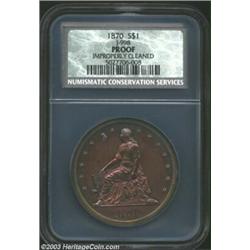 1870 S$1 Standard Silver Dollar, Judd-998, Pollock-1129, R.7, Proof, Improperly Cleaned, NCS. The di