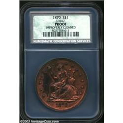 1870 S$1 One Dollar, Judd-1017, Pollock-1151, R.7--Improperly Cleaned--Proof NCS. James Longacre's I